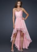 Picture of: Pleated Chiffon Prom Dress with High Low Hem in Pink, Style: 17689, Detail Picture 1