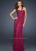 Picture of: Full Length Sequin V Neck Prom Gown with Ruching in Pink, Style: 17697, Main Picture