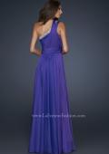 Picture of: One Pleated Shoulder Strap Dress with Beading in Purple, Style: 17718, Back Picture