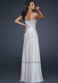 Picture of: Full Length Strapless Gown with Pleats and Beading in White, Style: 17730, Back Picture
