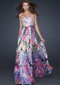 Picture of: Full Length Strapless Silk Burnout Prom Dress in Print, Style: 17735, Main Picture