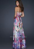 Picture of: Full Length Strapless Silk Burnout Prom Dress in Print, Style: 17735, Back Picture