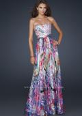 Picture of: Full Length Strapless Silk Burnout Prom Dress in Print, Style: 17735, Detail Picture 1