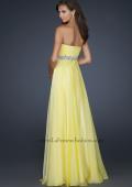 Picture of: Empire Waist Chiffon Prom Gown with Embellished Belt in Yellow, Style: 17739, Back Picture