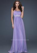Picture of: Empire Waist Chiffon Prom Gown with Embellished Belt in Purple, Style: 17739, Detail Picture 1