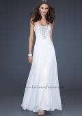 Picture of: Long Chiffon prom Dress with Beading and Pleated Detail in White, Style: 17767, Main Picture