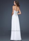 Picture of: Long Chiffon prom Dress with Beading and Pleated Detail in White, Style: 17767, Back Picture