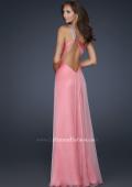 Picture of: Long Chiffon Gown with Embellished One Shoulder Strap in Pink, Style: 17803, Back Picture