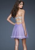 Picture of: Strapless Mini Dress with Criss Cross Open Back in Purple, Style: 17902, Back Picture