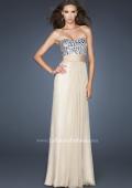 Picture of: Flowing Chiffon Prom Dress with Hand Beaded Top in Nude, Style: 17909, Detail Picture 2