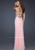 Picture of: Flowing Chiffon Prom Dress with Hand Beaded Top in Pink, Style: 17909, Detail Picture 4