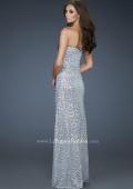 Picture of: Fitted Strapless Sequin Gown with Ombre Front Design in Silver, Style: 17915, Back Picture