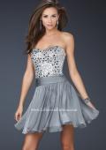 Picture of: Sexy Chiffon Cocktail Dress with Beaded Bust in Silver, Style: 17953, Detail Picture 2
