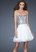 Picture of: Sexy Chiffon Cocktail Dress with Beaded Bust in White, Style: 17953, Detail Picture 3