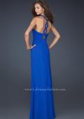 Picture of: Long Prom Gown with Keyhole Accent and Intricate Bust in Blue, Style: 17956, Back Picture