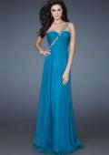 Picture of: Chiffon A-line Dress with Beaded One Shoulder Strap in Blue, Style: 17966, Main Picture