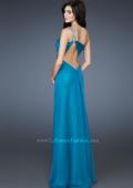 Picture of: Chiffon A-line Dress with Beaded One Shoulder Strap in Blue, Style: 17966, Back Picture