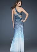 Picture of: One Shoulder Animal Print Net Gown with Front Slit in Print, Style: 18017, Back Picture