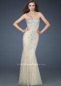 Picture of: Tulle Prom Gown with Beads and Trumpet Silhouette in Nude, Style: 18021, Main Picture