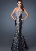 Picture of: Tulle Prom Gown with Beads and Trumpet Silhouette in Black, Style: 18021, Detail Picture 1