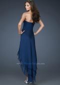 Picture of: Strapless Chiffon Gown with High Low Hem and Layers in Blue, Style: 18048, Back Picture