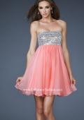 Picture of: Short Chiffon Cocktail Dress with Sequined and Beaded Bust in Orange, Style: 18063, Main Picture