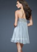 Picture of: Short Chiffon Cocktail Dress with Sequined and Beaded Bust in Silver, Style: 18063, Back Picture