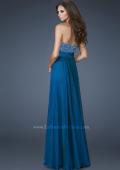 Picture of: A-line Chiffon Dress with Beaded One Shoulder Strap in Blue, Style: 18066, Back Picture
