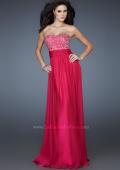 Picture of: A-line Chiffon Dress with Beaded One Shoulder Strap in Pink, Style: 18066, Detail Picture 1