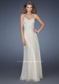 Picture of: Strapless Jeweled Prom Gown with Chiffon Overlay in Nude, Style: 18069, Main Picture