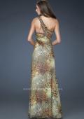 Picture of: Sexy One Shoulder Animal Print Net Dress with Beading in Print, Style: 18090, Back Picture