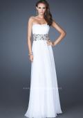 Picture of: Strapless Gown with Dramatic Waist and Rhinestones in White, Style: 18123, Detail Picture 2