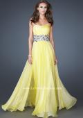 Picture of: Strapless Gown with Dramatic Waist and Rhinestones in Yellow, Style: 18123, Detail Picture 3