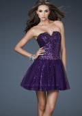 Picture of: Tulle Sequined Cocktail Dress with Edgy V Shaped Front in Purple, Style: 18124, Main Picture