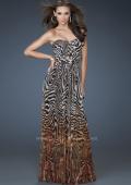Picture of: Animal Inspired Strapless Gown with High Belted Waist in Print, Style: 18142, Main Picture