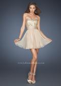 Picture of: Sequined Short Cocktail Dress with Full Chiffon Skirt in Nude, Style: 18162, Detail Picture 1
