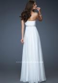 Picture of: Flowing Strapless Gown with Knotted Detail and Jewels in White, Style: 18172, Back Picture