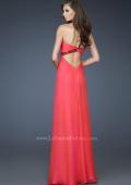 Picture of: Chiffon prom Gown with Gathered Bodice and Stones in Orange, Style: 18186, Back Picture