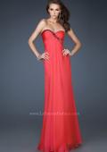 Picture of: Chiffon prom Gown with Gathered Bodice and Stones in Orange, Style: 18186, Detail Picture 1