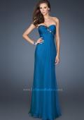 Picture of: Chiffon prom Gown with Gathered Bodice and Stones in Blue, Style: 18186, Detail Picture 2