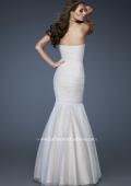 Picture of: A-line Chiffon Gown with Beaded Shoulder and Ruching in White, Style: 18191, Back Picture