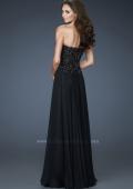 Picture of: Strapless Evening Gown with Bead Encrusted Bodice in Black, Style: 18199, Back Picture