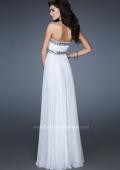 Picture of: Chiffon Prom Gown with Beaded Neckline and Empire Waist in White, Style: 18241, Back Picture