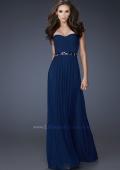 Picture of: Chic Net Prom Dress with Belted Empire Waist in Blue, Style: 18257, Detail Picture 1