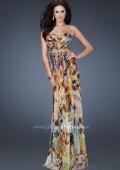 Picture of: Strapless Print Gown with Pleated Bodice and Rhinestones in Print, Style: 18259, Detail Picture 1