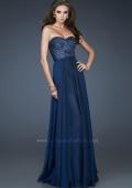 Picture of: Strapless Chiffon Gown with Sequined Bodice and Stones in Blue, Style: 18262, Main Picture