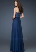 Picture of: Strapless Chiffon Gown with Sequined Bodice and Stones in Blue, Style: 18262, Back Picture