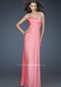 Picture of: Chic Chiffon Gown with Ruched Bodice and Open V Back in Pink, Style: 18280, Main Picture