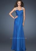 Picture of: Chic Chiffon Gown with Ruched Bodice and Open V Back in Blue, Style: 18280, Detail Picture 1