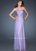 Picture of: Chic Chiffon Gown with Ruched Bodice and Open V Back in Purple, Style: 18280, Detail Picture 2